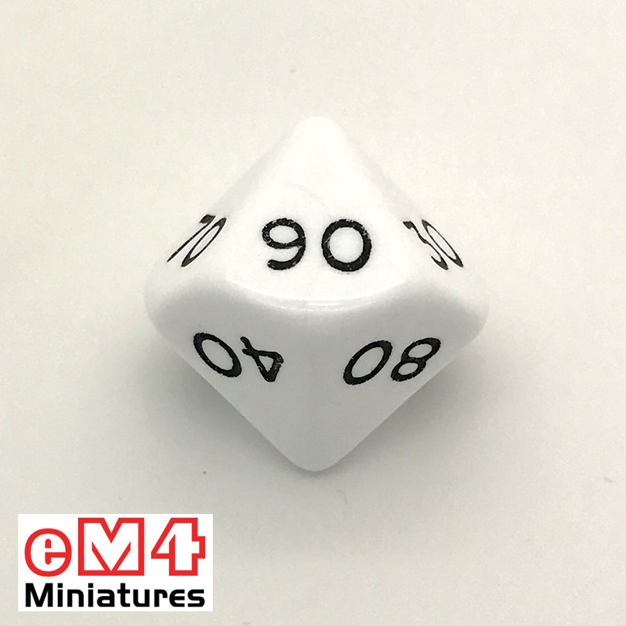 Opaque White D10 (00-90) Poly Dice