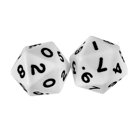 20 sided dice (D20) opaque polydice 0-9 x 2 bag of 2