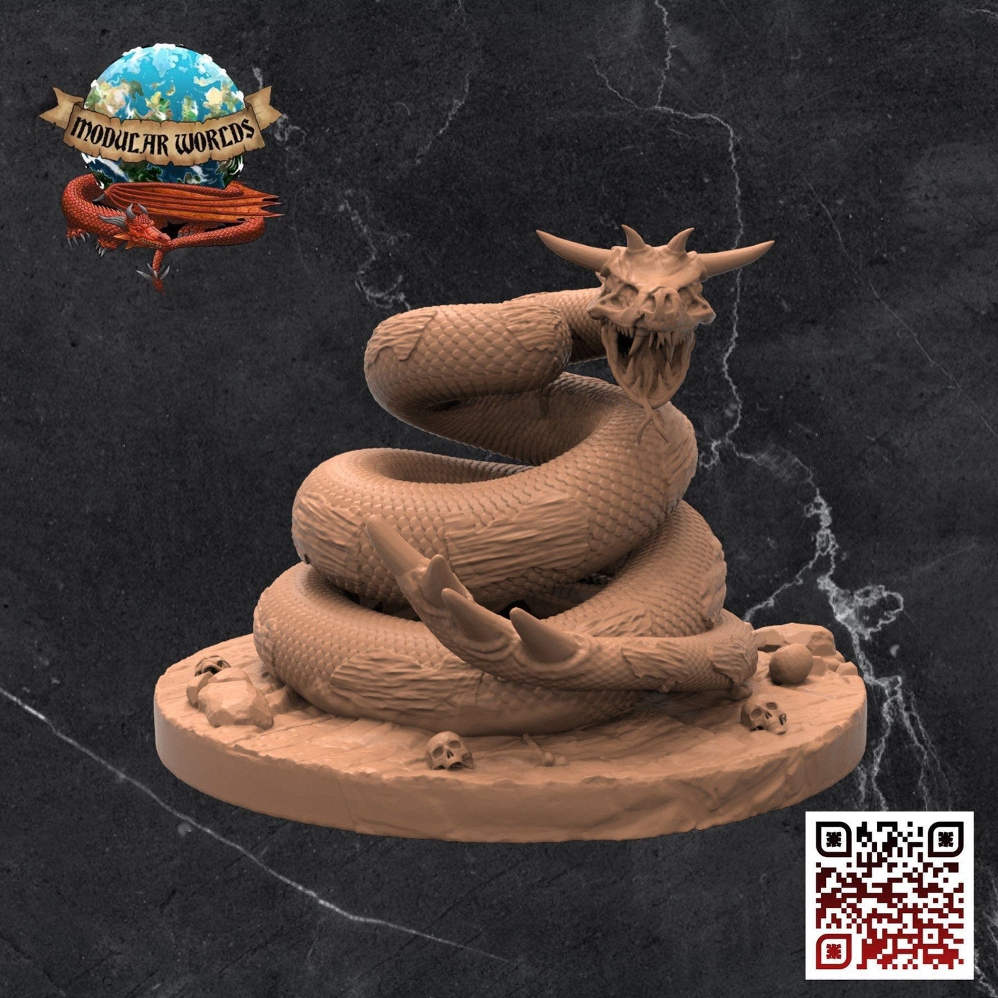 Branch Viper & Scenic Base: Tabletop Gaming Miniature (Resin 3D Print)