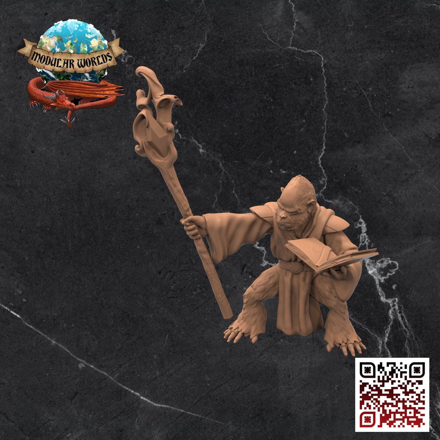 Apefolk Wizard: Tabletop Gaming Miniature (Resin 3D Print)