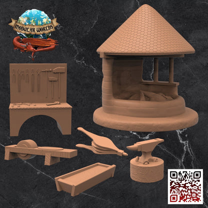 Blacksmith Set (6 Pieces): Tabletop Gaming Miniature (Resin 3D Print)