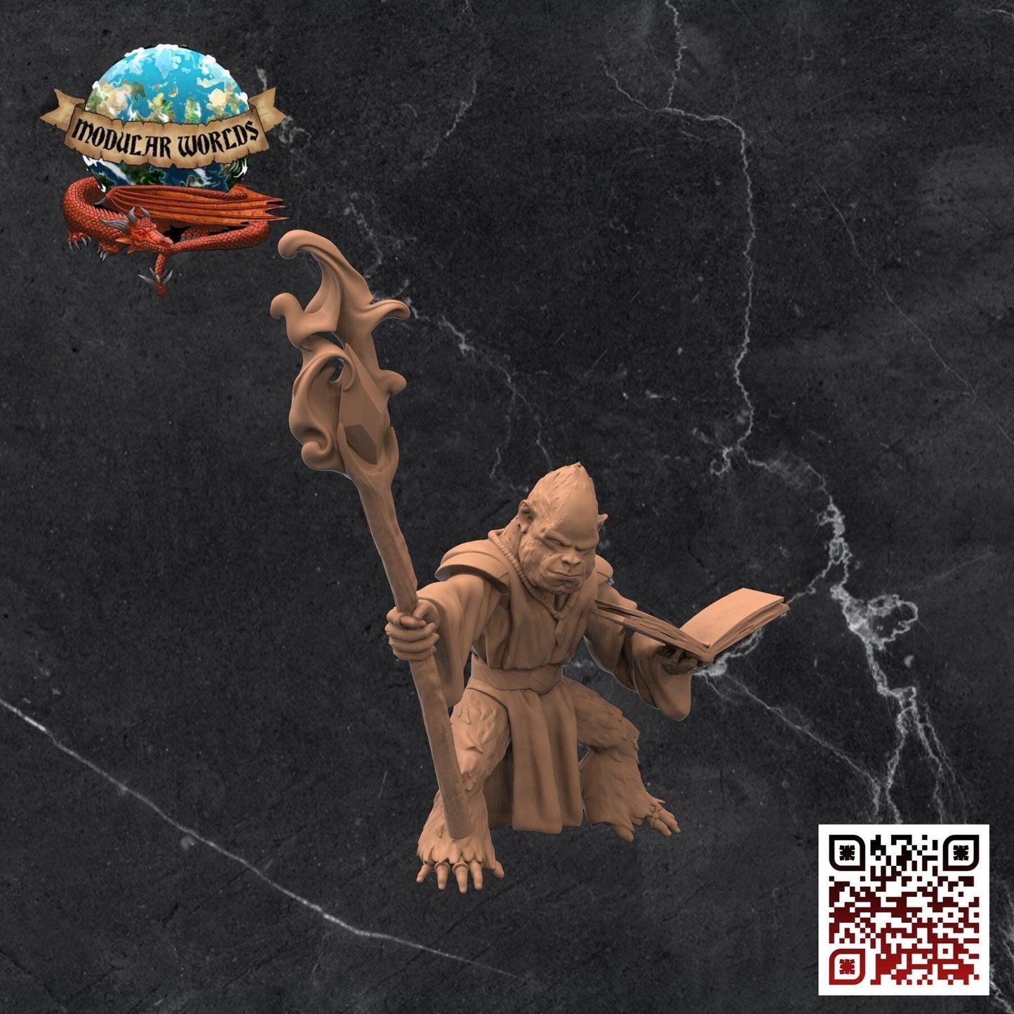 Apefolk Wizard: Tabletop Gaming Miniature (Resin 3D Print)