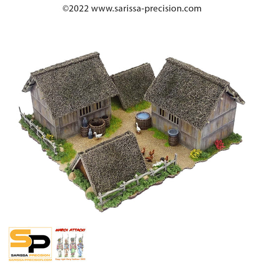 Mountain Village Hovel & Animal Shelter Set - Feudal Japan MDF Scenery