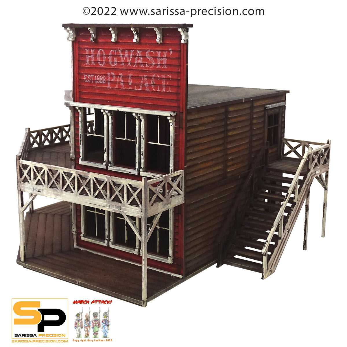 Old West Corner Saloon/Hotel II - Wild West MDF Scenery