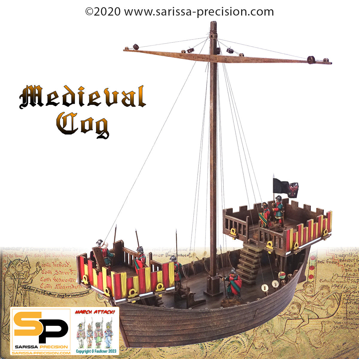 Medieval Cog Sailing Ship - Medieval MDF Scenery