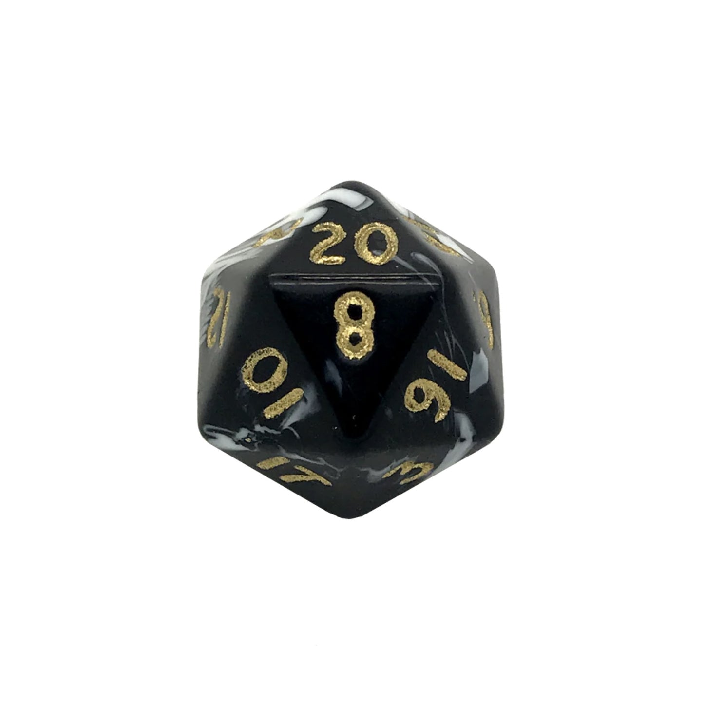 Marble Black D20 Poly Dice