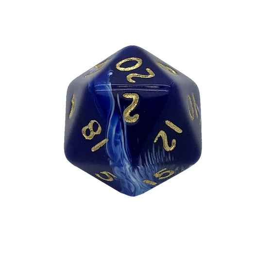 Marble Blue D20 Poly Dice