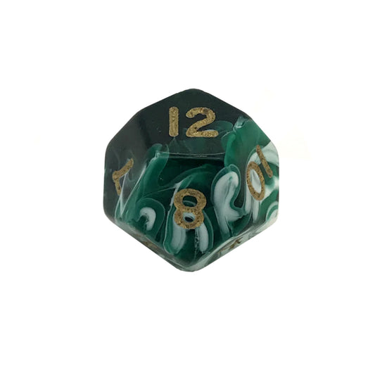 Marble Green D12 Poly Dice
