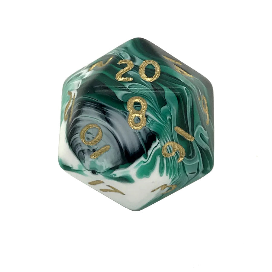 Marble Green D20 Poly Dice