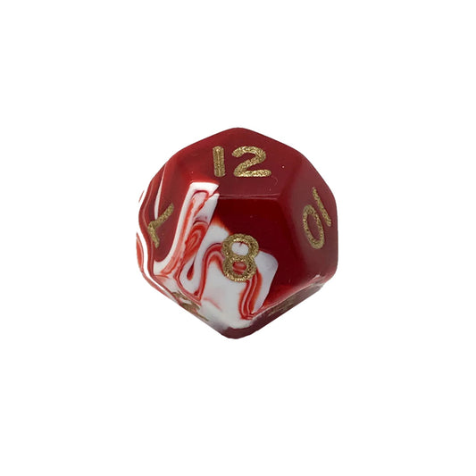 Marble Red D12 Poly Dice