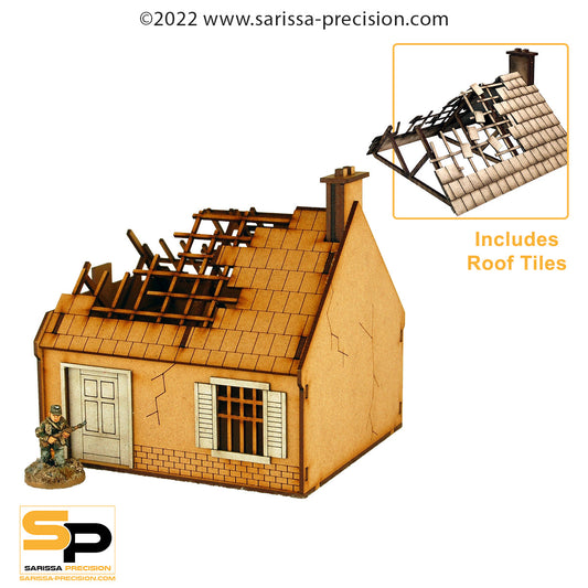 Destroyed Single-Storey House (28mm) - World War Europe MDF Scenery