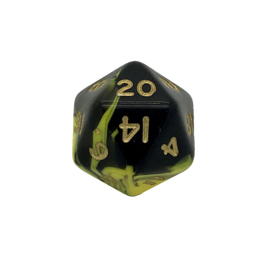 Oblivion Yellow D20 Poly Dice