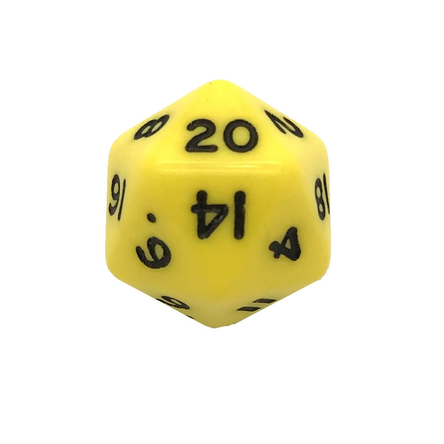 Opaque Yellow D20 Poly Dice