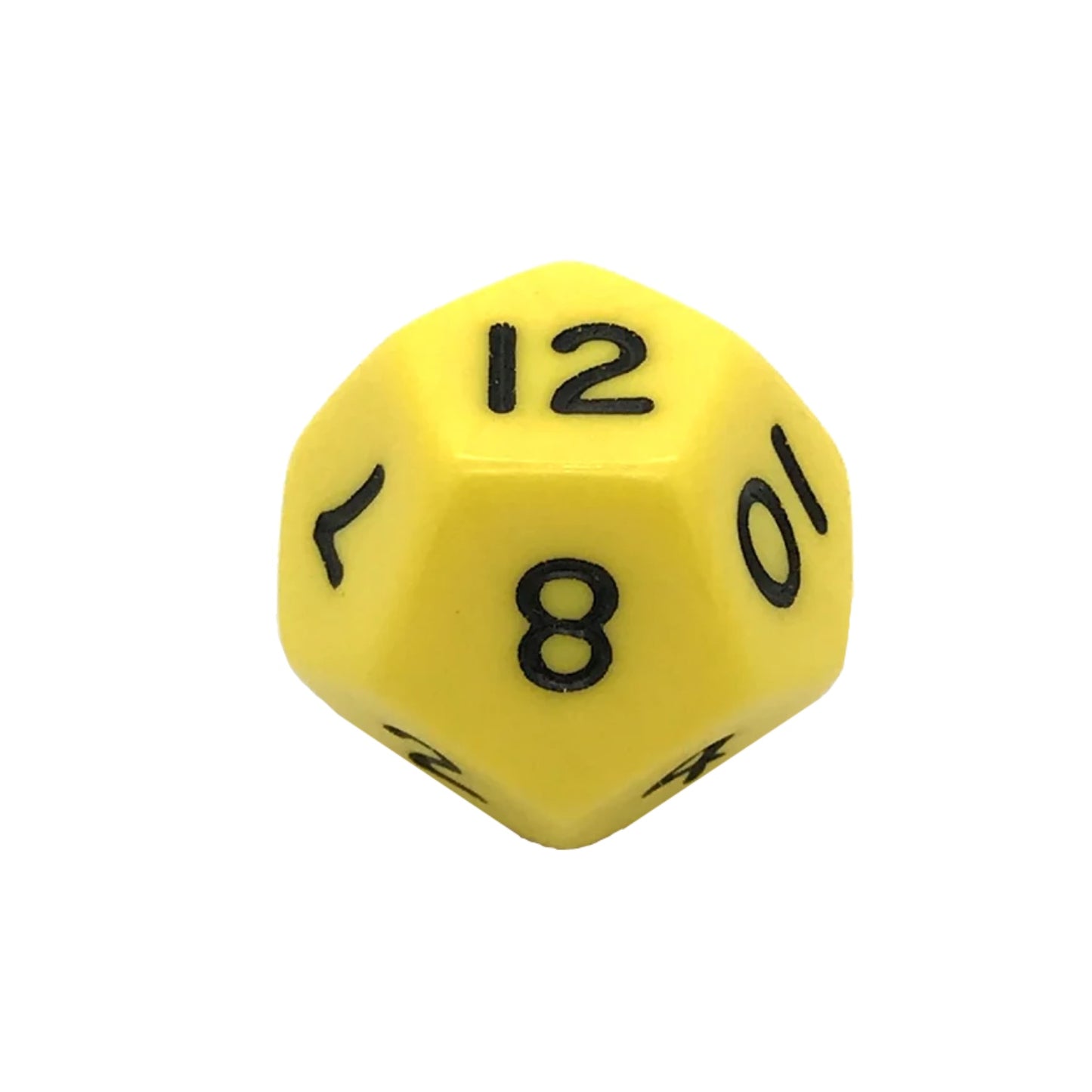 Opaque yellow D12 Poly Dice