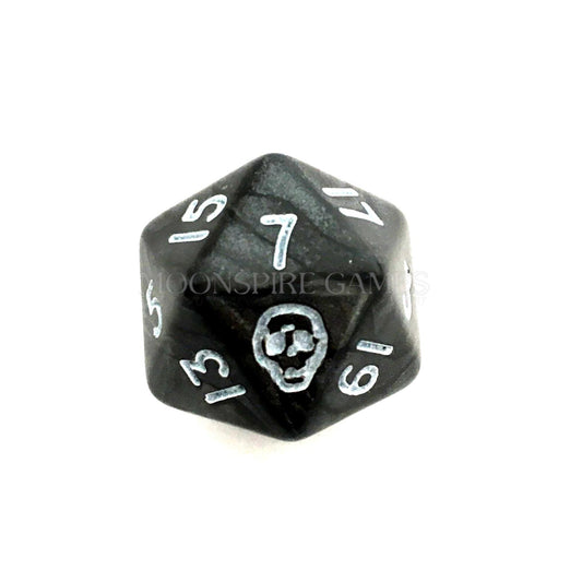 D20 SKULL POLY DICE | SHINY EFFECT - Black