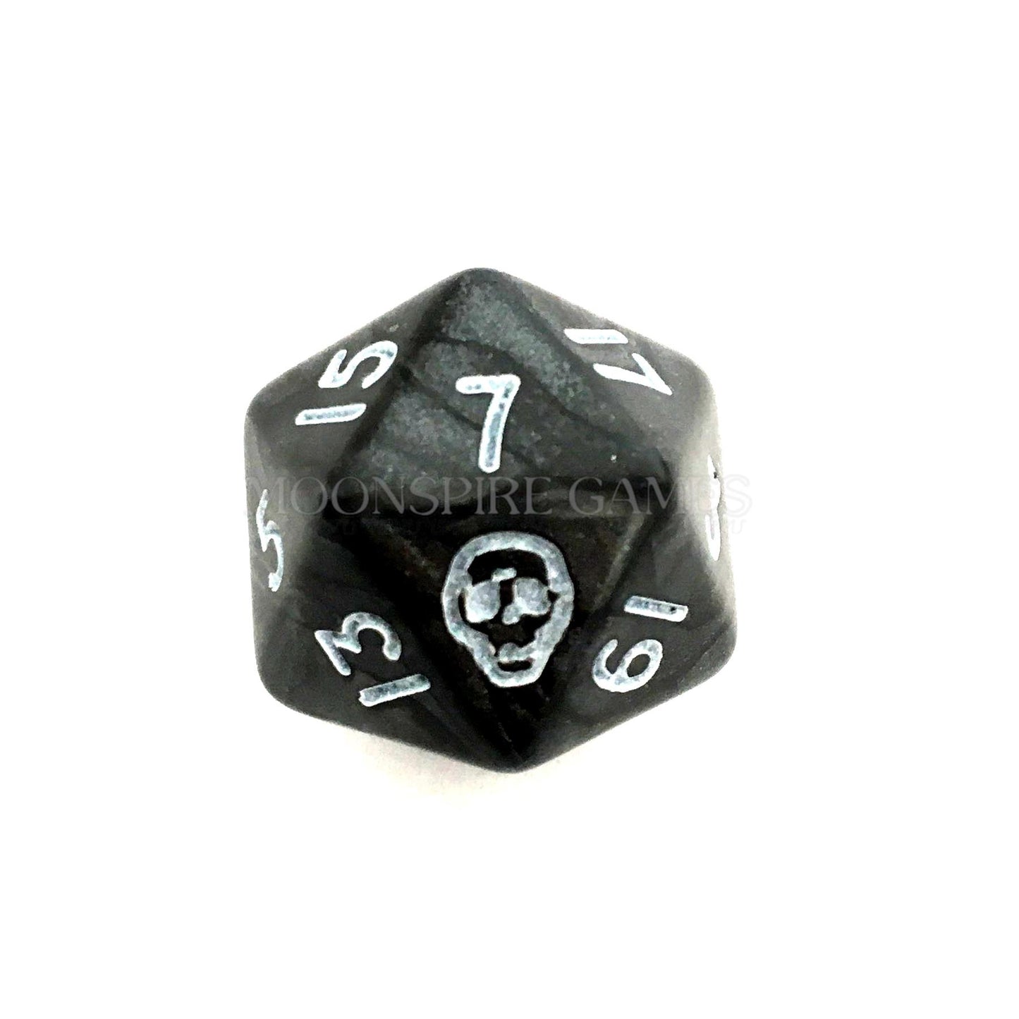 D20 SKULL POLY DICE | SHINY EFFECT - Black