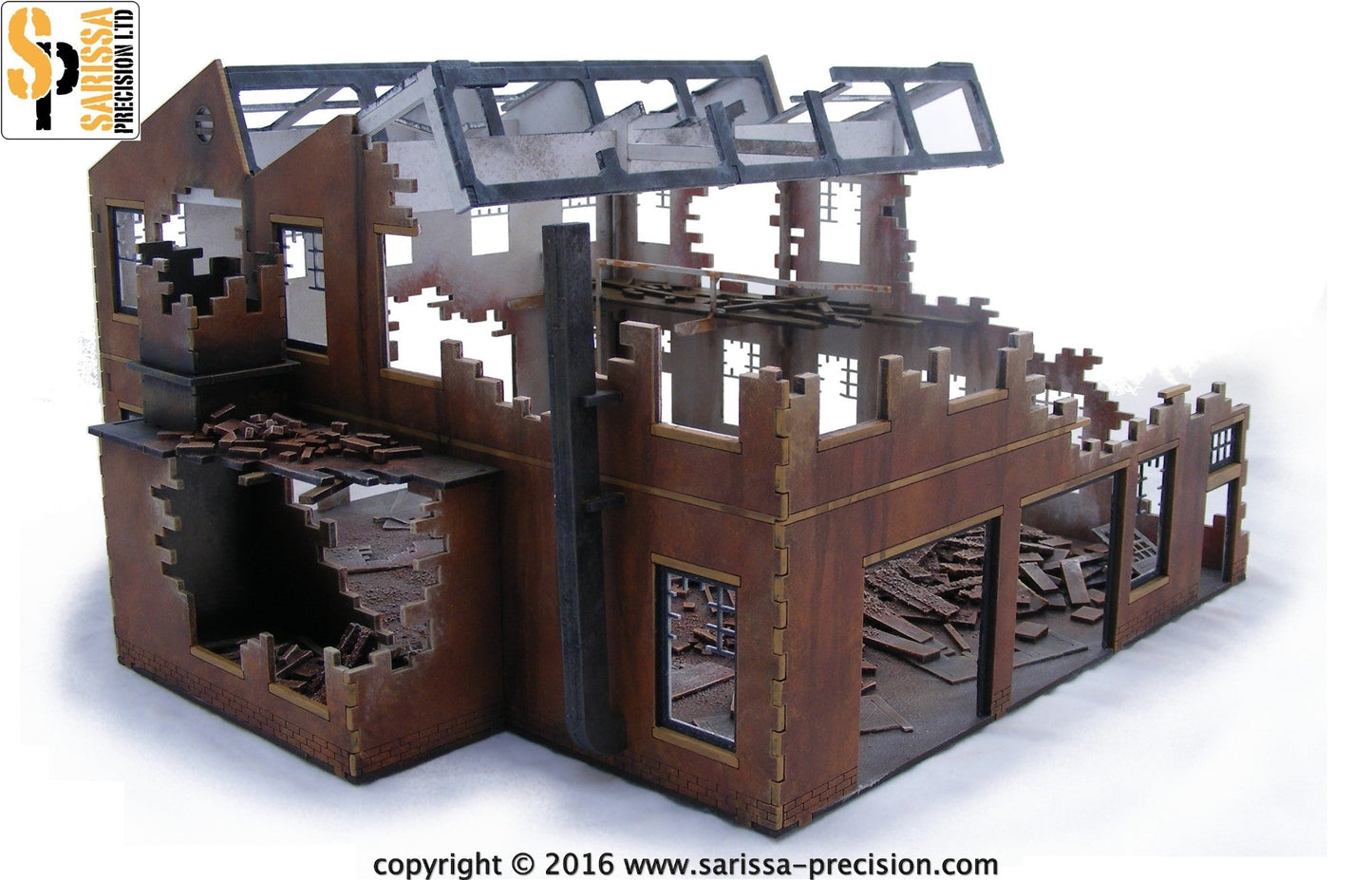 Large Destroyed Factory - Industrial MDF Scenery