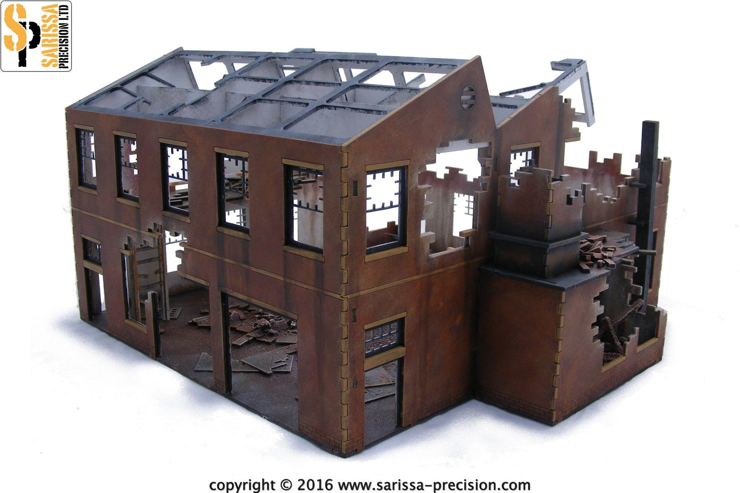 Large Destroyed Factory - Industrial MDF Scenery