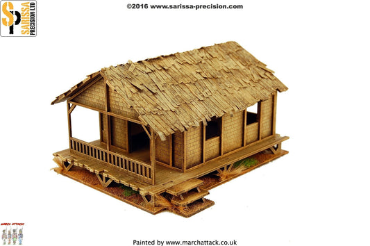 Low Woven Palm-Style Village House - Jungle Theatre MDF Scenery