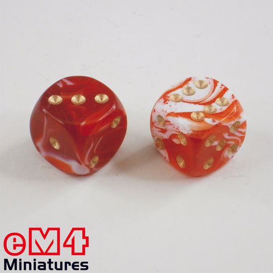 15mm D6 Marble Spot Dice - Red x 10