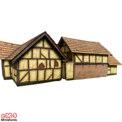 Walled farm - fully painted 5 piece resin scenery set