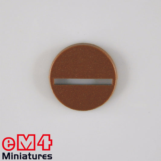 25mm round plastic base brown. x 20