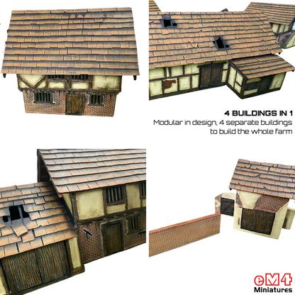 Walled farm - fully painted 5 piece resin scenery set
