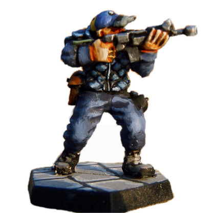 Swat Team Trooper with Assault Rifle, Aimed - Miniature