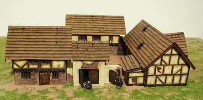 Walled farm - fully painted 5 piece resin scenery set