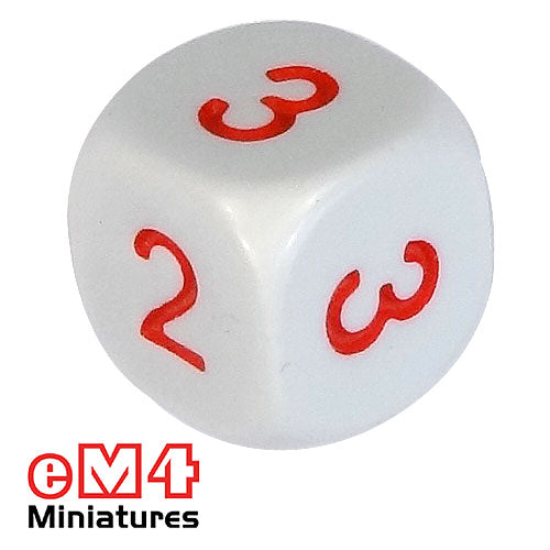 Average dice 16mm red numbers