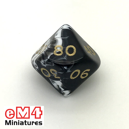 Marble Black D10 (00-90) Poly Dice