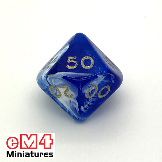 Marble Blue D10 (00-90) Poly Dice
