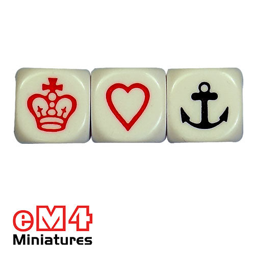 Crown & Anchor dice 3 x 16mm
