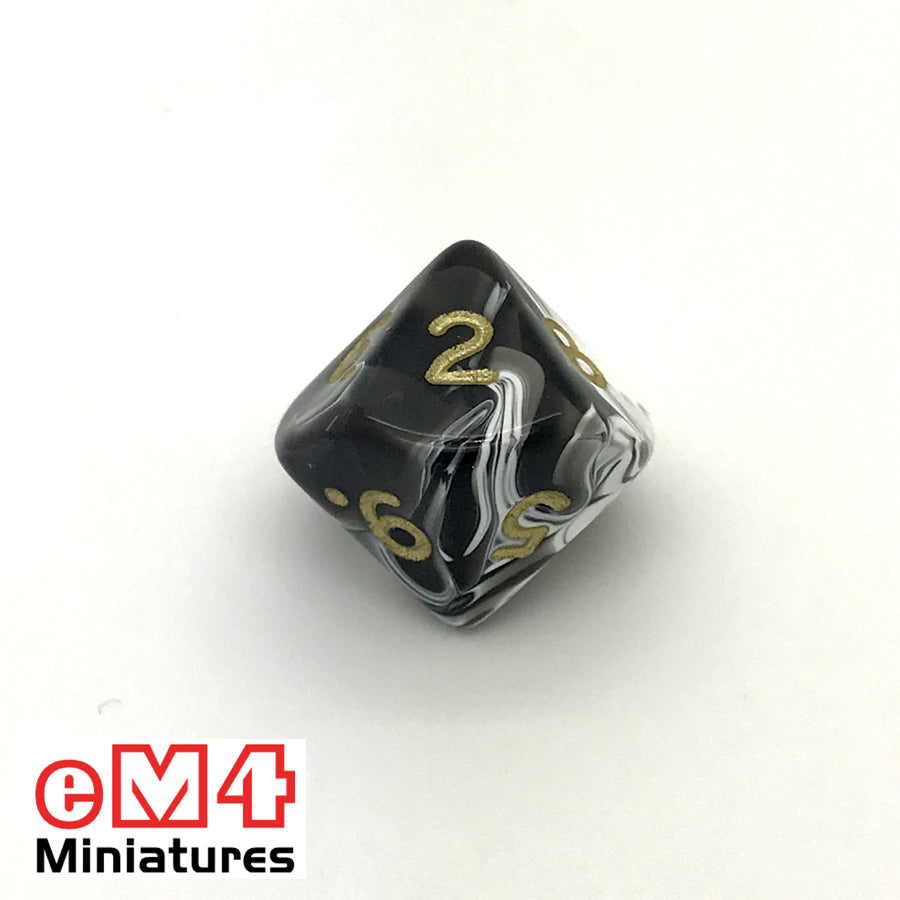 Marble Black D10 (0-9) Poly Dice