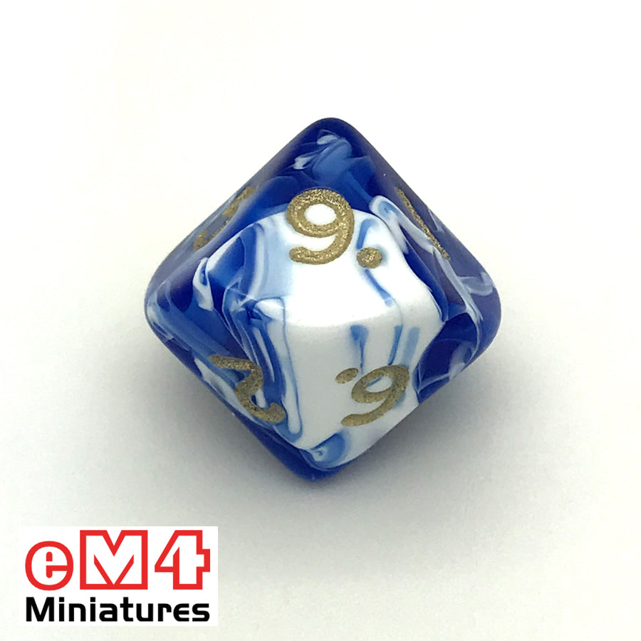 Marble Blue D10 (0-9) Poly Dice