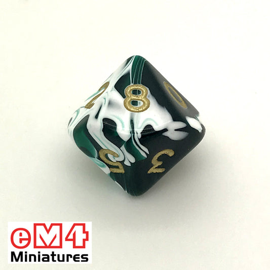 Marble green D10 (0-9) Poly Dice