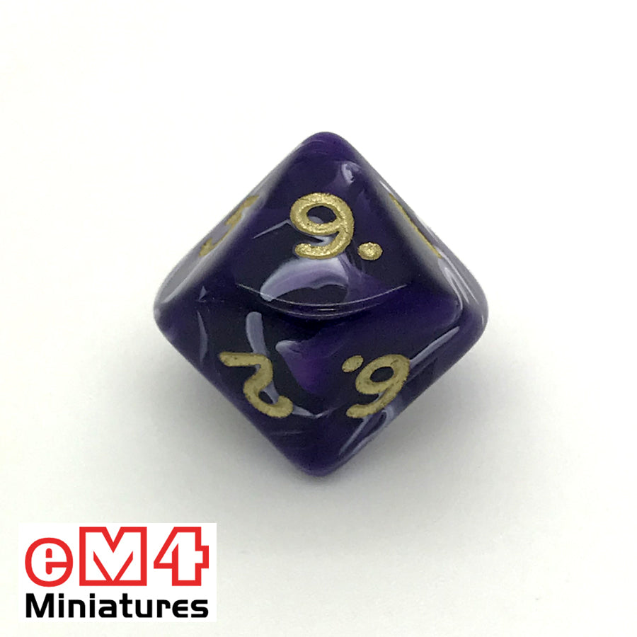 Marble Purple D10 (0-9) Poly Dice