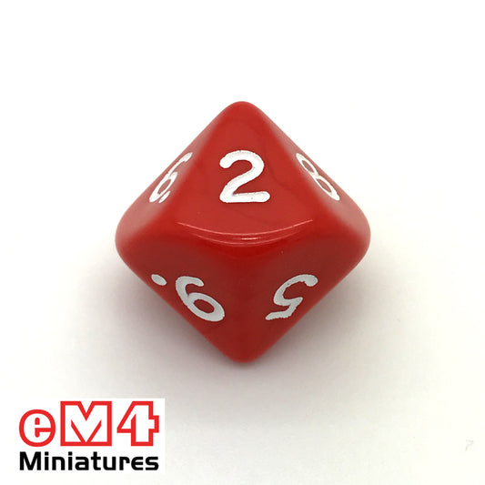 Opaque Red D10 (0-9) Poly Dice