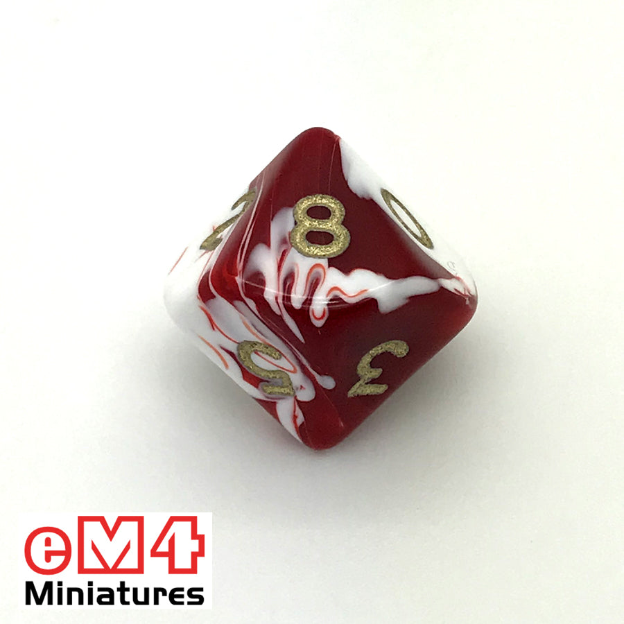 Marble Red D10 (0-9) Poly Dice