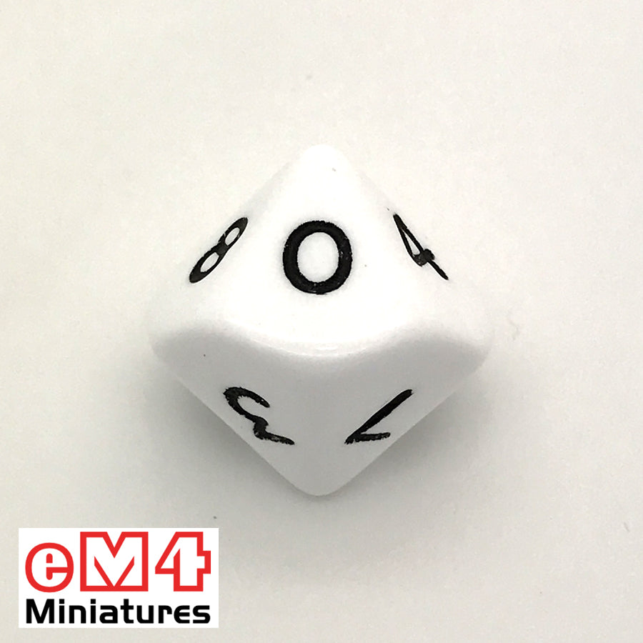 Opaque White D10 (0-9) Poly Dice