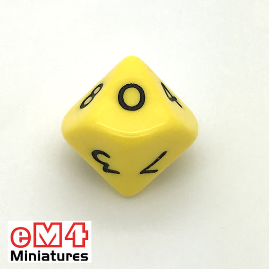 Opaque Yellow D10 (0-9) Poly Dice