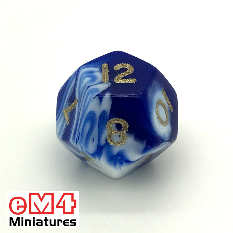 Marble Blue D12 Poly Dice