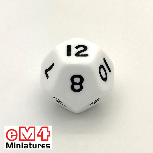 Opaque White D12 Poly Dice