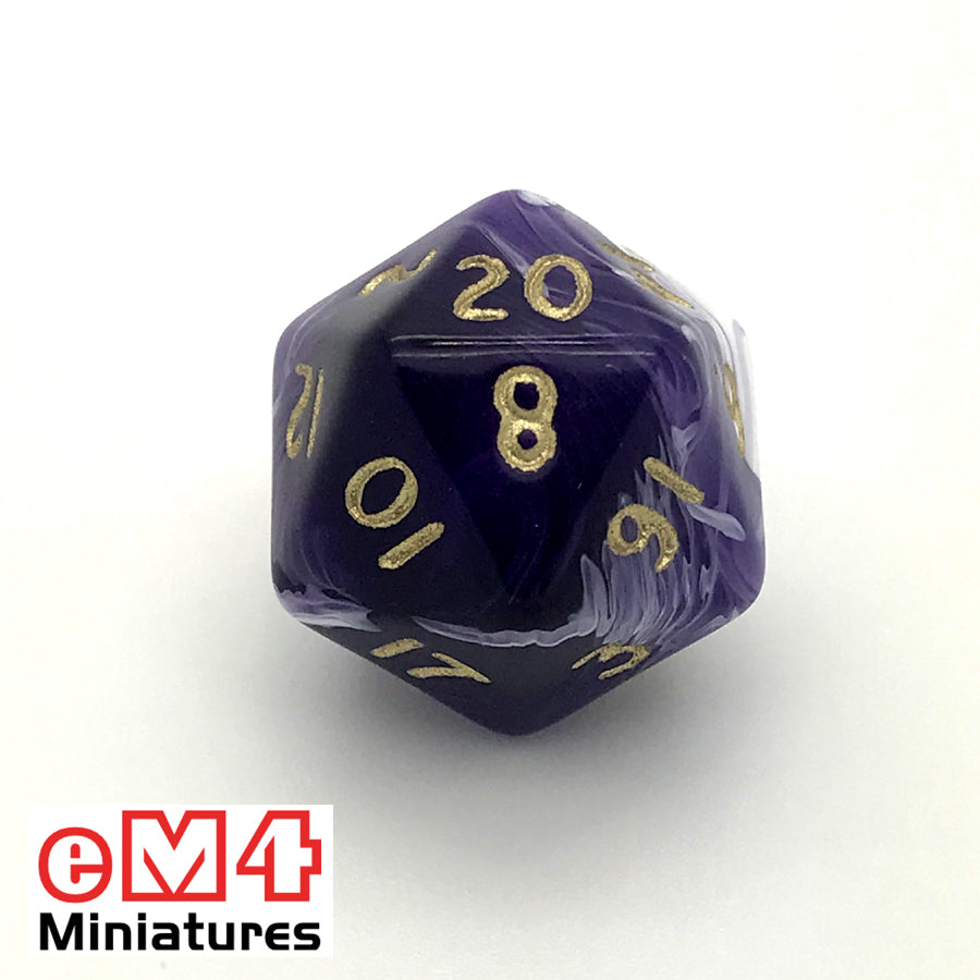 Marble Purple D20 Poly Dice