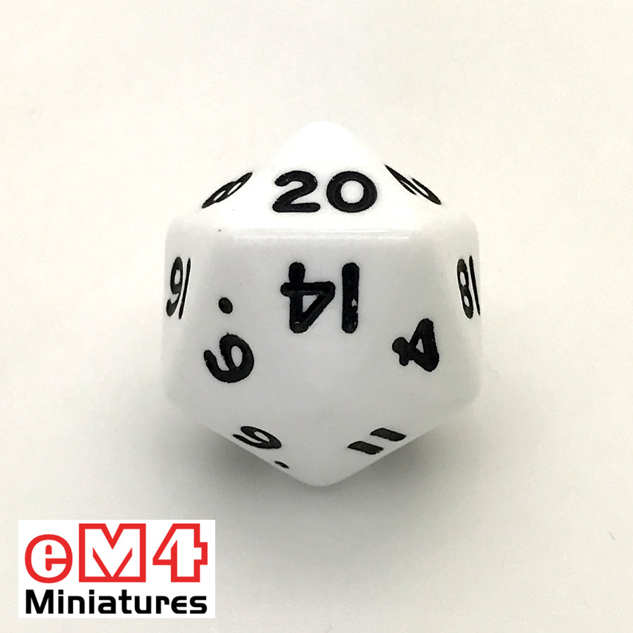 Opaque White D20 Poly Dice