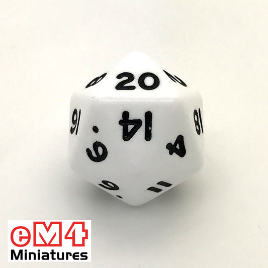 Opaque White D20 Poly Dice