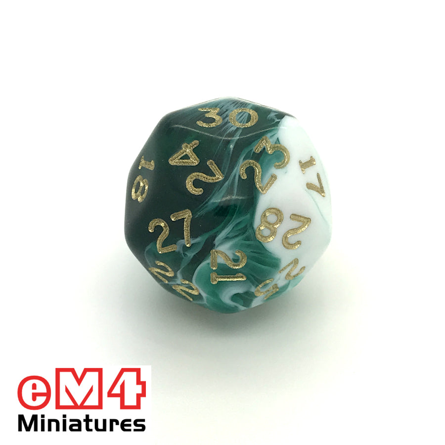 Marble Green D30 Poly Dice