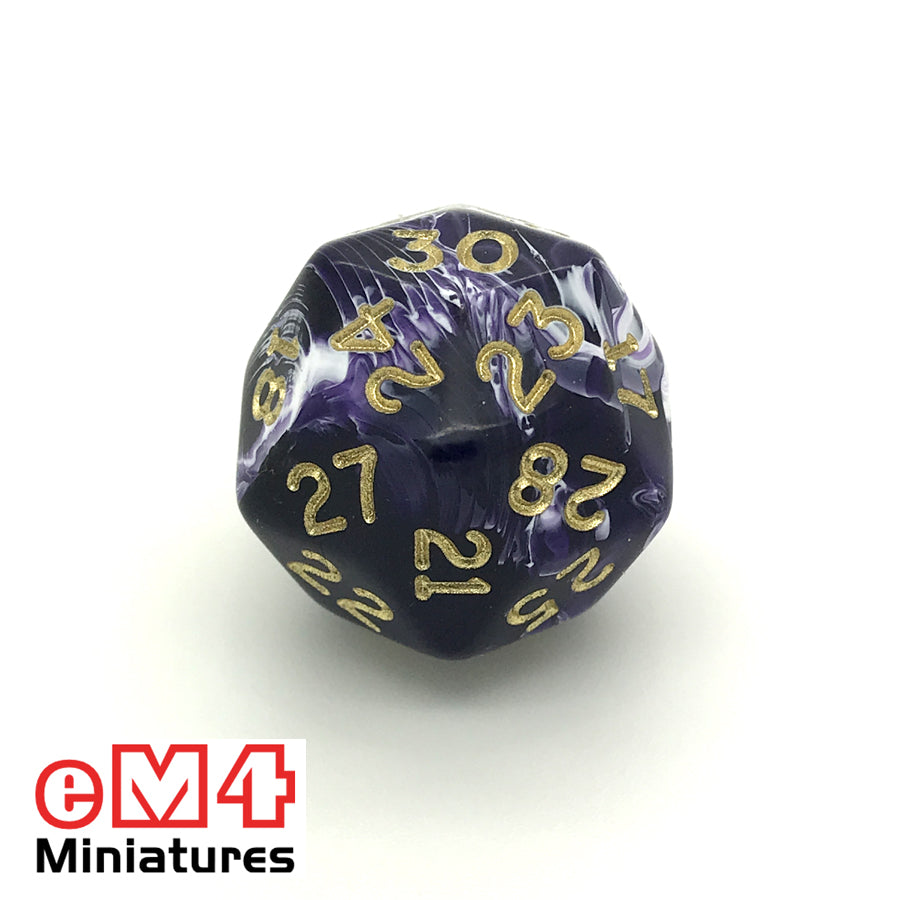 marble Purple D30 Poly Dice