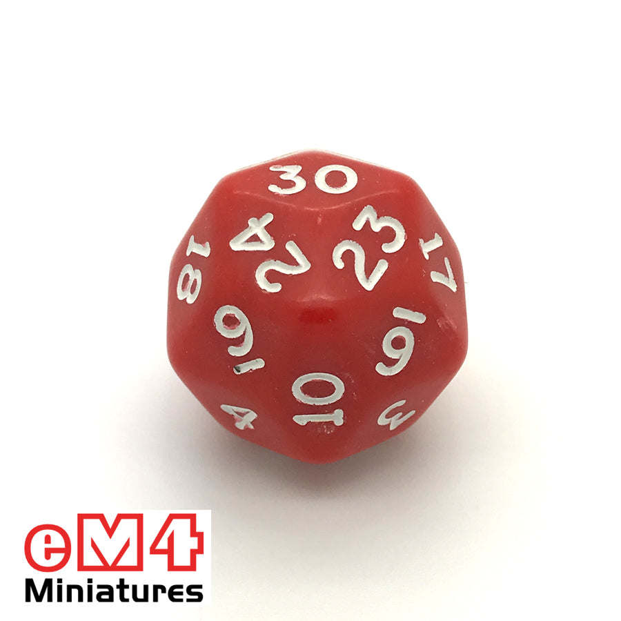 Opaque Red D30 Poly Dice