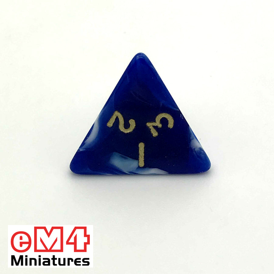 Marble Blue D4 Poly Dice